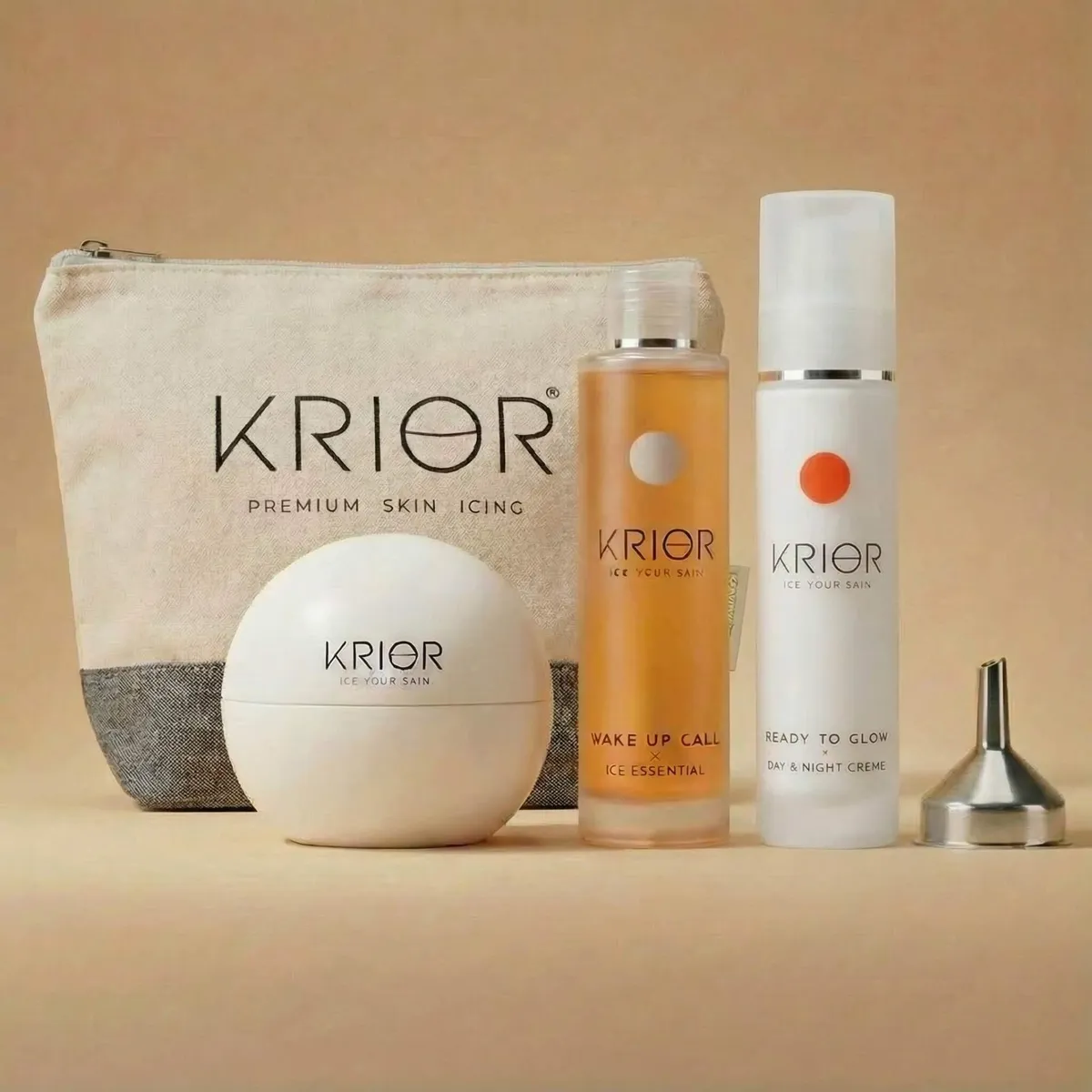 KRIOR Set mit Eisball, Essenz, Creme und Beutel zum Mitnehmen
